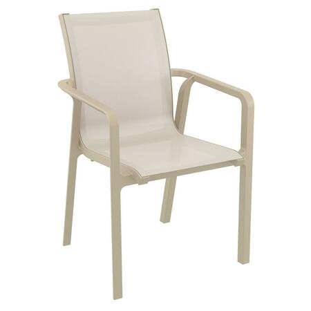 FINE-LINE Pacific Sling Arm Chair with Frame Taupe Sling, 2PK FI2842648
